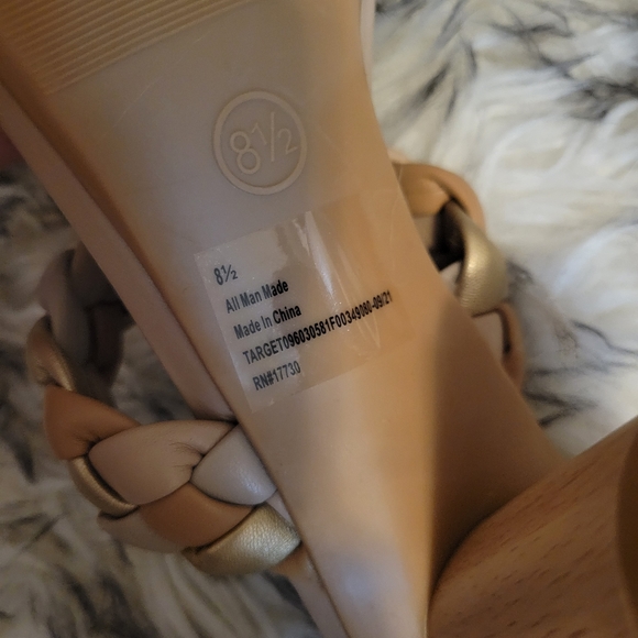 New (NWOT) A New Day Braided Beige Neutral Colored Basil Heeled Sandals - Picture 7 of 10